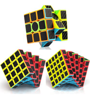 3 SET VIP PROFESSIONAL QY SPEED CUBE CORBON FİBER CUBE VIP 3LÜ SET 3X3 4X4 5X5 ZEKA KÜPÜ RUBİKS CUBE