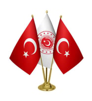 Masa Üstü Milli Savunma Bakanlığı Bayrağı Türk Bayrağı Üçlü Pirinç Direk Masa Bayrak Seti