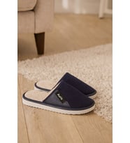 Auris 060 Unisex Kadife Kumaş İçi Kürklü Kışlık Ev Terliği (Lacivert)
