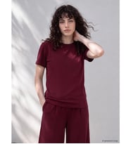 LCW Petite Bordo Bisiklet Yaka Kadın Tişört