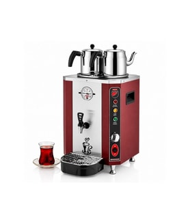 Silverinox Jumbo Şamandıralı 23 Litre 2 Demlikli Çay Makinesi - Kırmızı