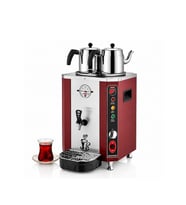 Silverinox Jumbo Şamandıralı 23 Litre 2 Demlikli Çay Makinesi - Kırmızı