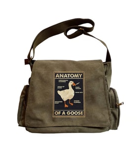 Duck Anatomy Baskılı Unisex Yeşil Postacı Çantası