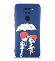 Xiaomi Redmi Note 9 Uyumlu Lansman Kılıf Aşk Tasarımlı İçi Kadife Kapak-Lacivert (Şeffaf)