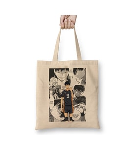 Haikyuu Kageyama Tobio Bez Çanta Uzun Saplı Alışveriş Çantası Plaj Çantası (Beyaz)