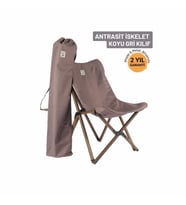 Bag The Joy Ahşap Katlanır Kamp Sandalyesi – Antrasit İskelet - Koyu Gri Kılıf