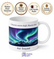 Kuzey Işıkları Aurora Borealis Manzaralı Seramik Kupa Bardak Hediye