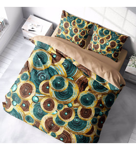MonoHome Vintage Design 3D Pamuk Saten Çift Kişilik Nevresim Takımı (Çok Renkli)