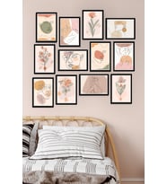 Çerçeve Görünümlü Çiçek Ve Kadın Ahengi Çizgisel Temalı Mdf Tablo Seti (80x80 Cm) Beyaz 12 Parça