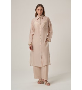 FTZ Women Kadın Helena Uzun Gömlek Takım Beige 31415