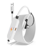 3M USB 3.0 VR Link Kablosu Meta Quest 3S/3/Quest 2 Uyumlu Ekstra Şarj Portlu Beyaz