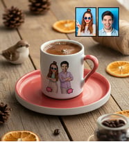 Kişiye Özel Karikatürlü Mühemmel Kardeşler Türk Kahvesi Fincanı Doğum Günü Hediyesi