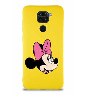 Xiaomi Redmi Note 9 Soft Premier Kapak Minnie Mouse-A Tasarımlı Silikon Kılıf - Sarı (Şeffaf)