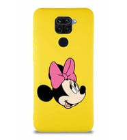 Xiaomi Redmi Note 9 Soft Premier Kapak Minnie Mouse-A Tasarımlı Silikon Kılıf - Sarı (Şeffaf)