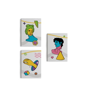 Pop Art Renkli Dekoratif Duvar Tablosu Üçlü Set-ES-117