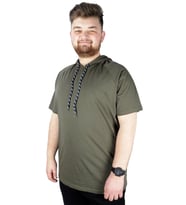 Mode XL Büyük Beden Tshirt Reglan Kapşonlu 22117 Haki