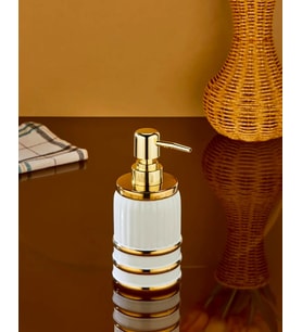 PORSELEN SIVI SABUNLUK GOLD POMPALI DEKORATİF BANYO VE MUTFAK SABUN DİSPENSERİ