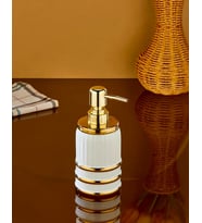 PORSELEN SIVI SABUNLUK GOLD POMPALI DEKORATİF BANYO VE MUTFAK SABUN DİSPENSERİ