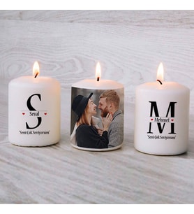 Kişiye Özel Seni Çok Seviyorum Fotoğraflı Mum Seti