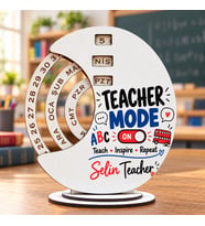 Kişiye Özel İsimli İngilizce Öğretmeni Ahşap Sonsuz Takvim - Teacher Mode On 24 Kasım Hediyesi