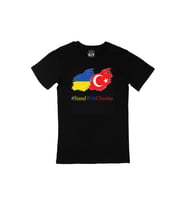 Stand With Ukraine Ukrayna Türkiye Siyah Tişört