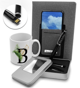 Kişiye Özel Plakalı Cep Telefonu Bölmeli Defter & Kişiye Özel USB Kalem & Kişiye Özel Harf Kupa