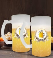BK Gift Kişiye Özel İsimli 2’li Buzlu Cam Bira Bardağı 50cl-104 (Beyaz)