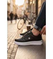 Enoch Erkek Günlük Spor Ayakkabı Kalın Tabanlı Sneaker Yaprak Logolu Trend Model
