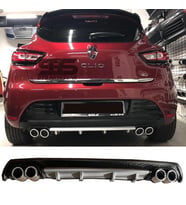 Renault Clio 4 Difüzör Arka Tampon Eki 4 Egzoz Çıkışlı Gri Lüx Tip