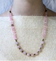 Doğal Taş Pembe Kuvars Doğal Taşlı Kadın Kolye euk20pk2
