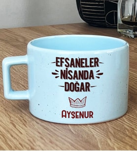 Kişiye Özel Efsaneler Nisanda Doğar Hediye Pastel Fincan Doğum Günü Hediyesi (Mavi)