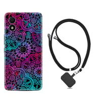 TCL 303 Kılıf Silikon Boyun Askılı İpli Desenli Silikon Colurful Mandala 1667