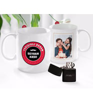 BK Gift Kişiye Özel Babalar Günü Hediyesi Fotoğraflı Kupa Bardak ve Benzinli Çakmak Seti-78 (Model 1)