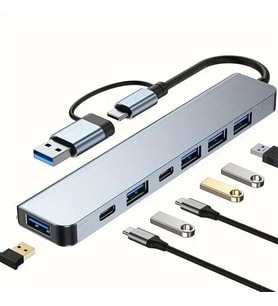 8 in 1 Usb Çevirici Notebook Macbook Type-C Uyumlu Görüntü Aktarıcı Hub (4767)
