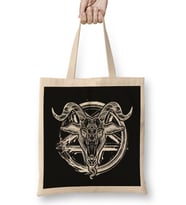 Baphomet Satanic Pentagram Symbol Bez Çanta Uzun Saplı