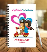 Sevgililer Gününe Özel Ahşap Defter Kalem Hediye Seti 17