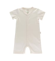 Naturaborn GOTS Organik Sertifikalı Yarım Kollu Şort Paçalı Bebek Tulum (Bej)