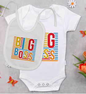 BK Kids Big Boss Tasarımlı Bebek Body Zıbın ve Mama Önlüğü Hediye Seti - Model 1
