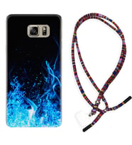 Samsung S7 Edge S20 Fe Plus Ultra S21 S22 Kılıf Boyun Asklı Rasta Silikon Blue Fire 1678