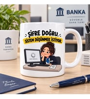 Şifre Doğru Sistem Düşünmek İstiyor Esprili Bankacı Baskılı Kupa – Banka Çalışanı Hediyesi