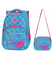 Waddell Çanta Mavi/Pembe Kelebek İlkokul Çantası - Waddell Bag Kız Okul Sırt Çantası