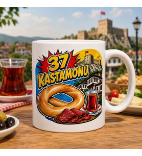 37 Kastamonu Yöresel Lezzetler Pop Art Tasarımlı Kupa