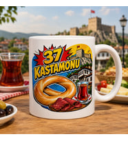 37 Kastamonu Yöresel Lezzetler Pop Art Tasarımlı Kupa