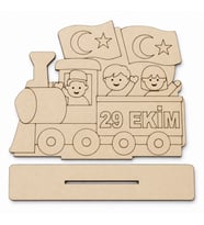 29 Ekim Cumhuriyet Bayramı MDF Boyama Treni Standlı 20 x 17 cm – Boya Hariç