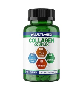 Multimed Collagen Complex 90 Tablet, Kolajen Peptit, Hyalüronik Asit, Koenzim Q10, Arı Sütü, Vitamin D E C B5 B6, Biotin, Çinko, Selenyum