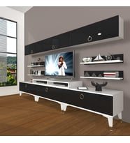 Decoraktiv Ekoflex 8Y Mdf Gold Tv Ünitesi Tv Sehpası - Beyaz Siyah (Siyah - Beyaz)