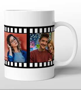 Kişiye Özel 4 Fotoğraflı Nostaljik Siyah Film Şeridi Kupa Bardak