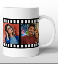 Kişiye Özel 4 Fotoğraflı Nostaljik Siyah Film Şeridi Kupa Bardak