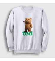 Presmono Unisex Beyaz Drink Ayı Teddy Bear Sweatshirt 305987tt