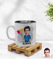 BK Gift Kişiye Özel Erkek Karikatürlü İçi Siyah Renkli Kupa Bardak Model 1
